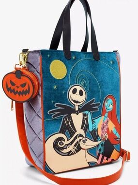 Loungefly Teal Halloween Tote with Orange Pumpkin Coin Purse